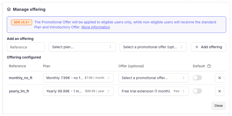 manage offering